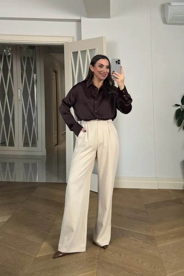 Pileli Palazzo Kadın Pantolon