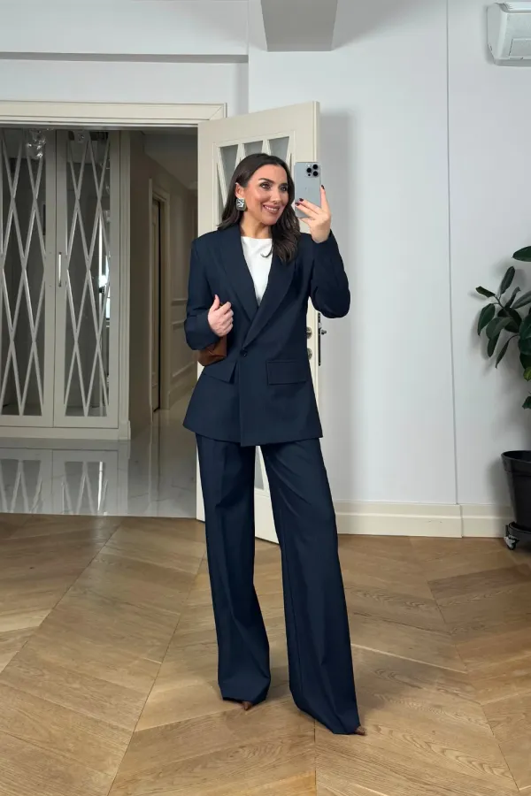 Kruvaze Çizgili Blazer Ceket Pantolon Kadın Takım Kruvaze Çizgili Blazer Ceket Pantolon Kadın Takım