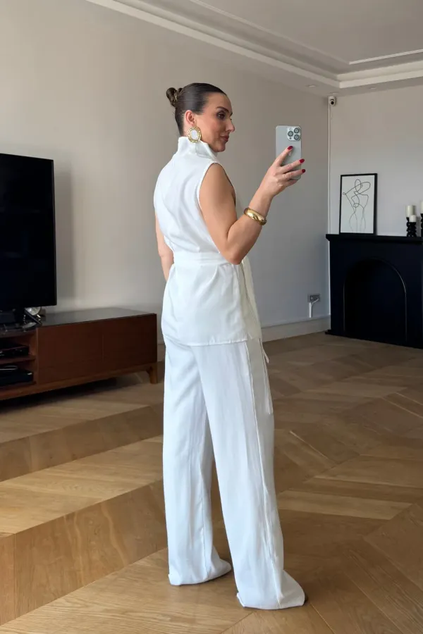 Sıfır Kol Bluz Pantolon Kadın Takım