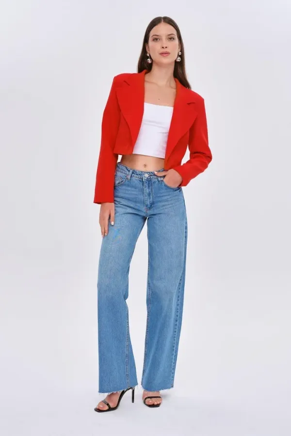 Vatkalı Blazer Crop Kadın Ceket