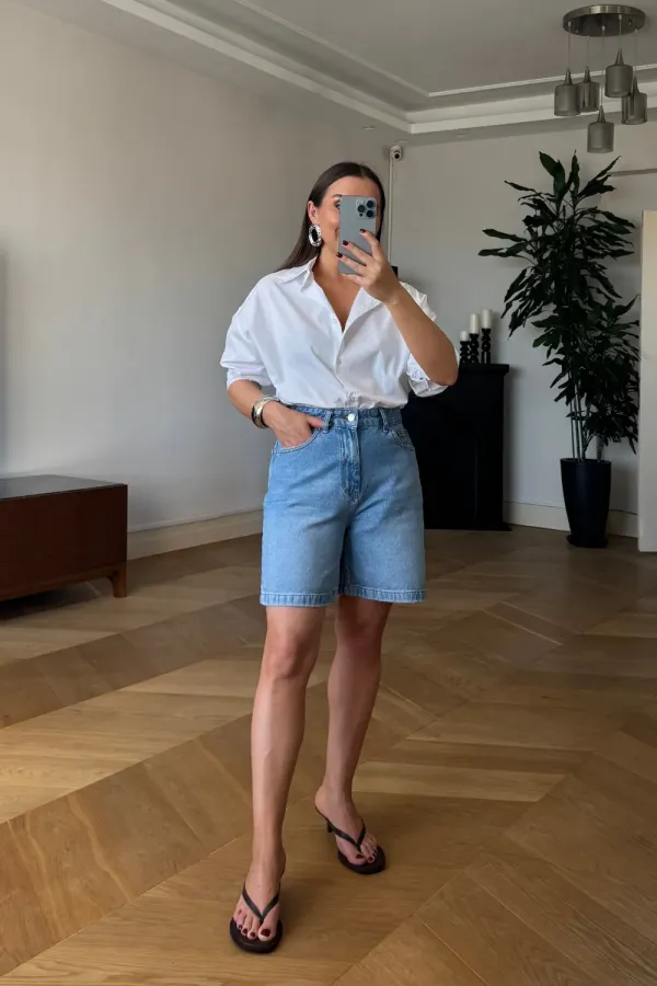 Denim Bermuda Kadın Şort