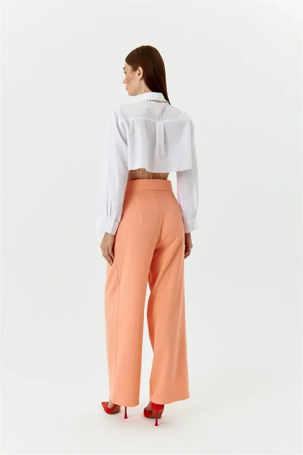 Cırt Detaylı Palazzo Kadın Pantolon