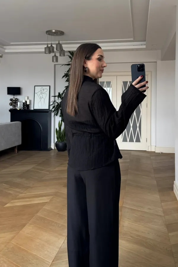 Hakim Yaka Bel Büzgülü Kadın Gömlek