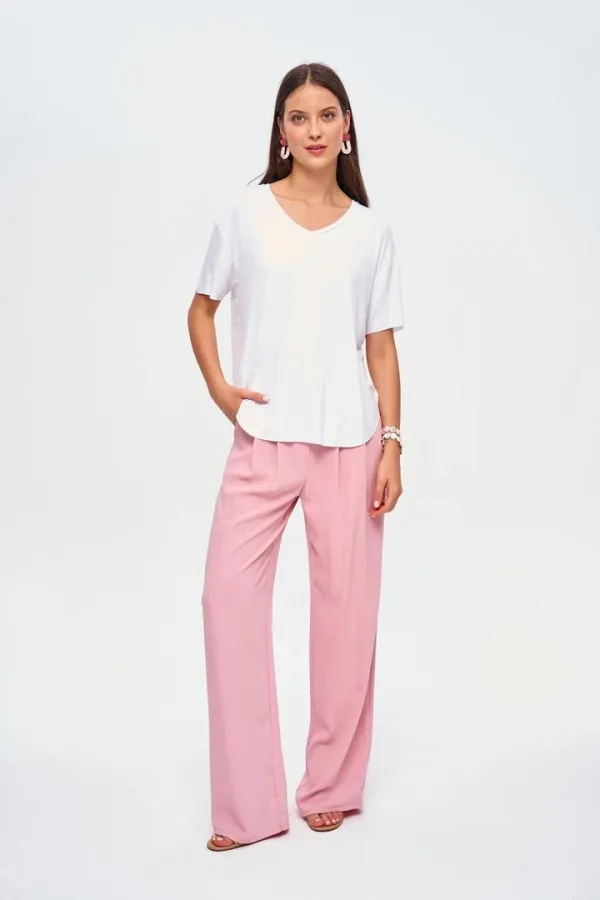 Pile Detaylı Palazzo Kadın Pantolon