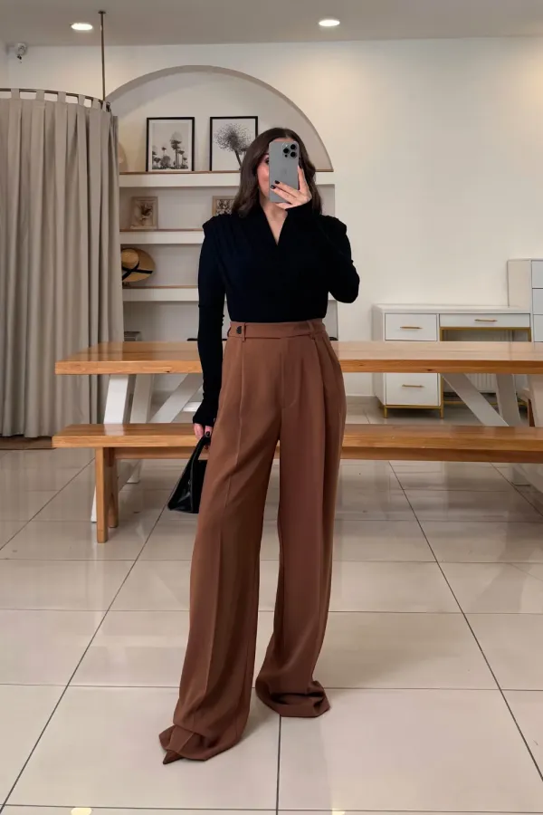 Wrap-Neck Padded Long-Sleeved Bodysuit