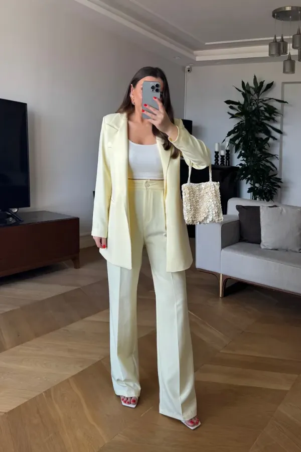 Pantalon palazzo taille haute pour femmes