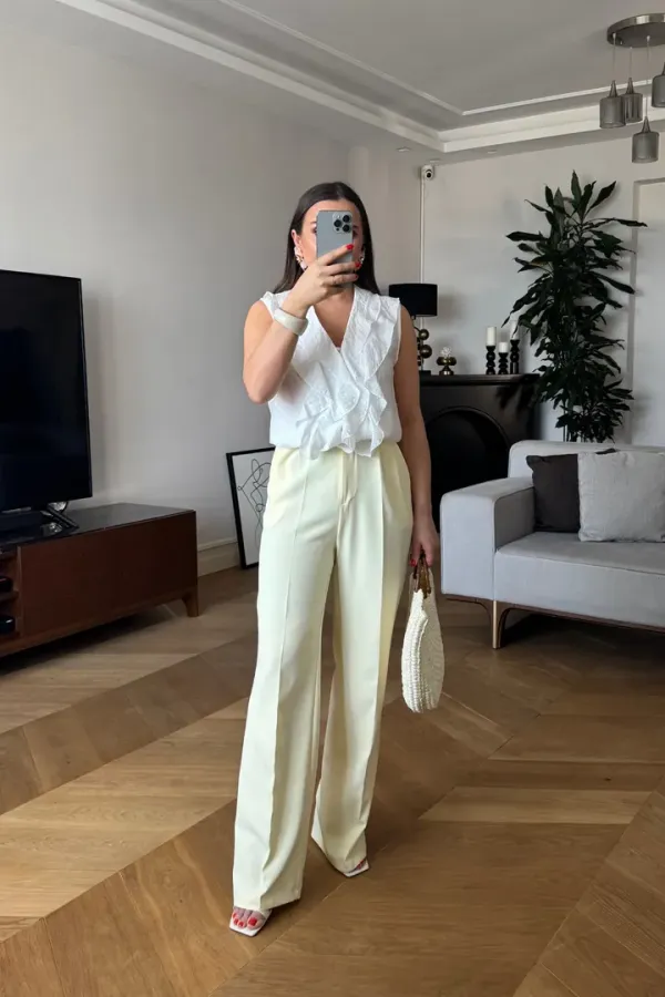 Pantalon palazzo taille haute pour femmes
