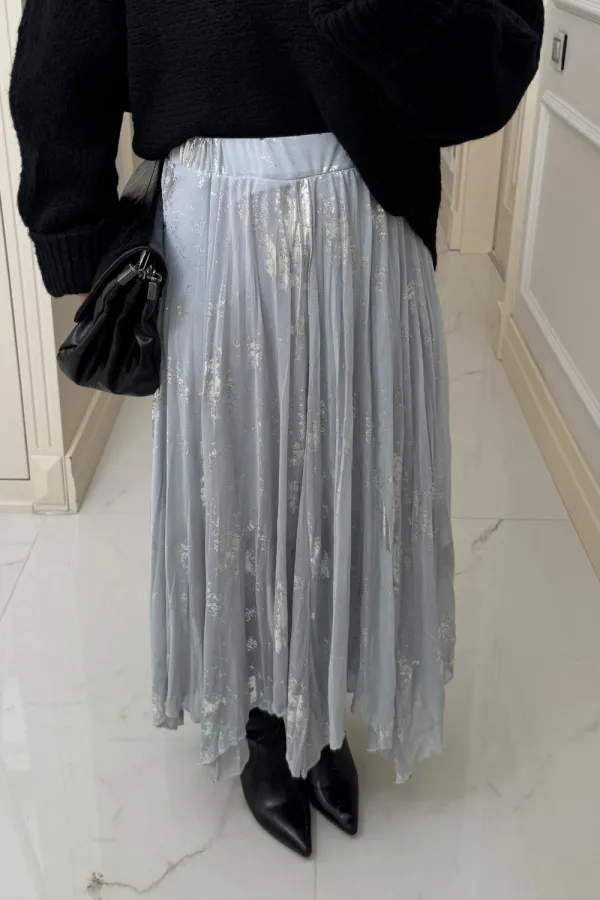 Asimetrik Kesim Midi Tül Etek