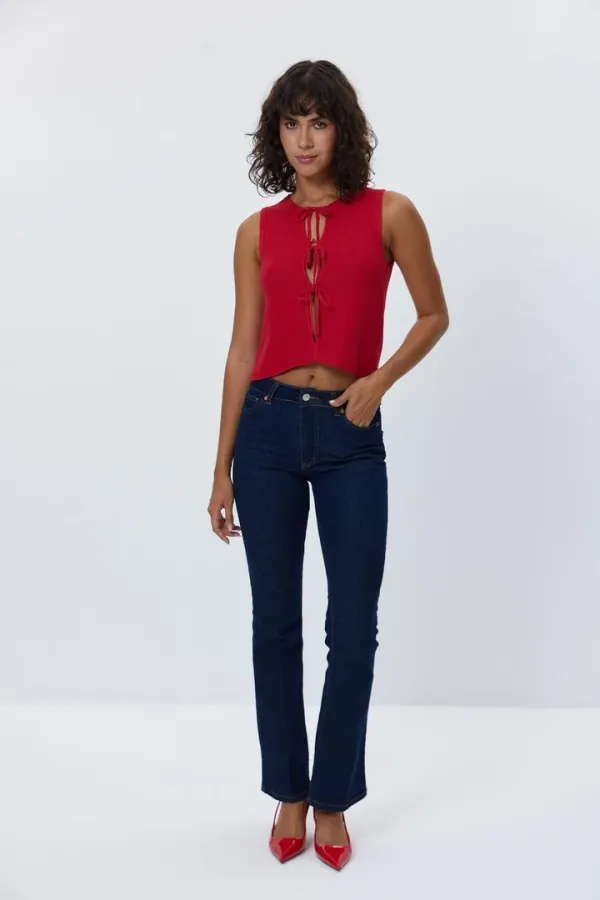 Bağlamalı Triko Kadın Yelek