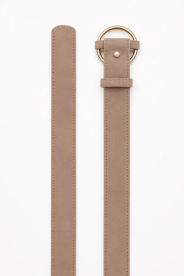 Women's Faux Suede Belt with Round Buckle