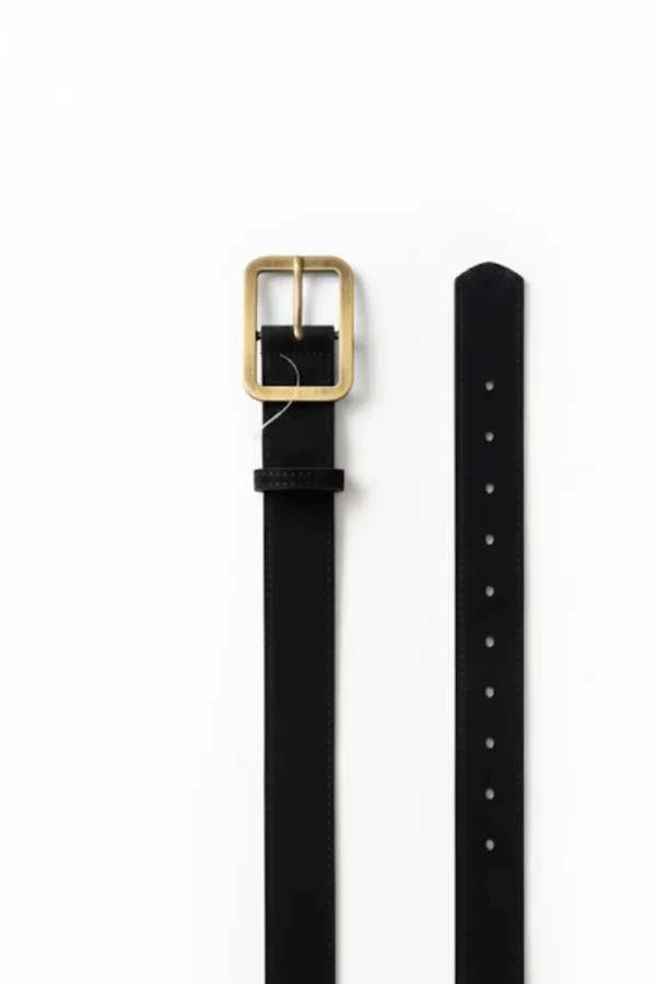 Eskitme İnce Tokalı Süet Kadın Kemer