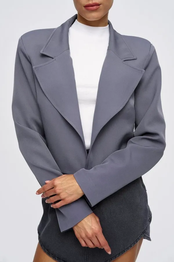 Women's Shoulder Padded Blazer Crop Jacket