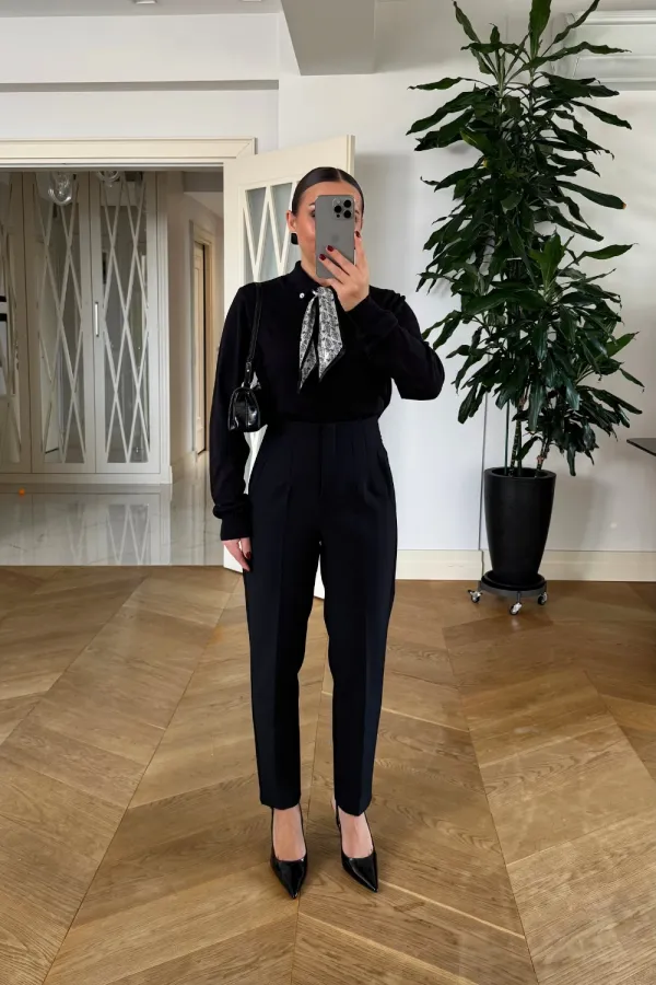 Yüksek Bel Pensli Kadın Pantolon