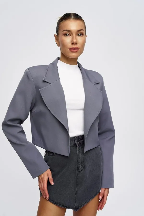 Women's Shoulder Padded Blazer Crop Jacket