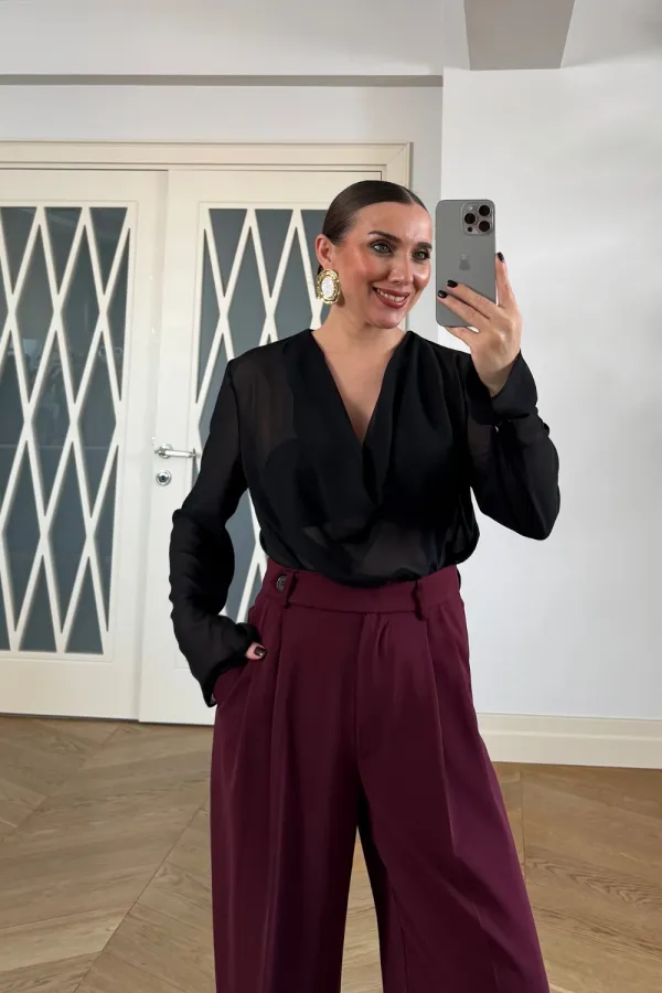 Degaje Yaka Kol Detaylı Bluz