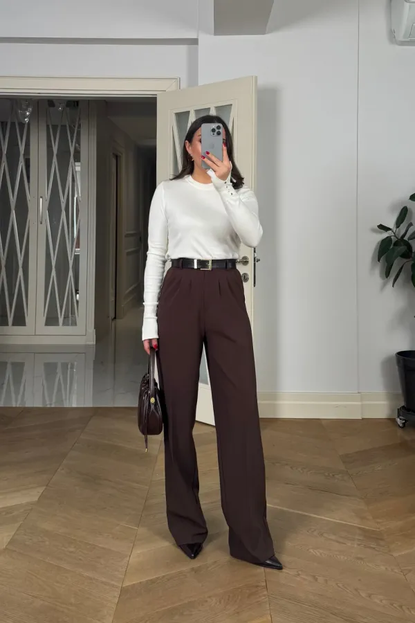 Beli Lastikli Pileli Palazzo Kadın Pantoln