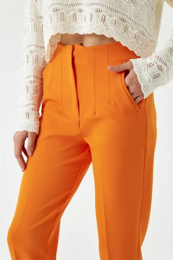 Yüksek Bel Flatolu Kadın Pantolon