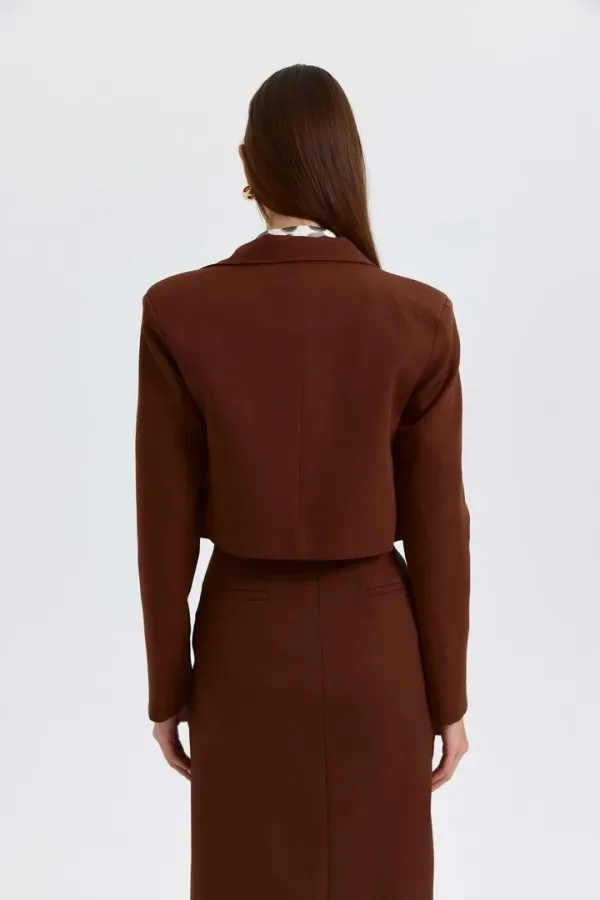 Veste blazer courte à épaulettes pour femme