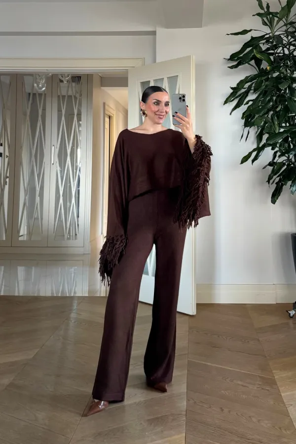 Beli Lastikli Triko Kadın Pantolon