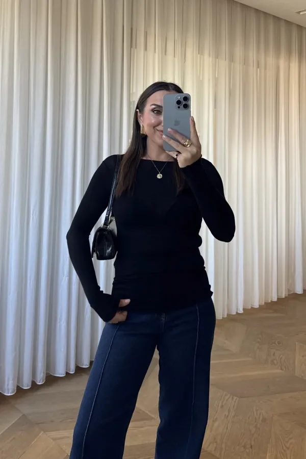 T-shirt à manches longues et col bateau