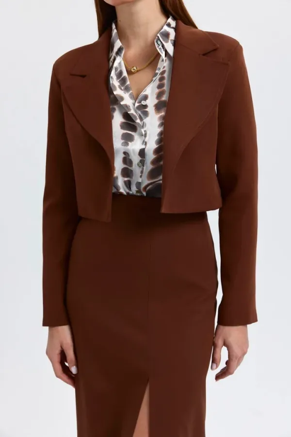 Veste blazer courte à épaulettes pour femme