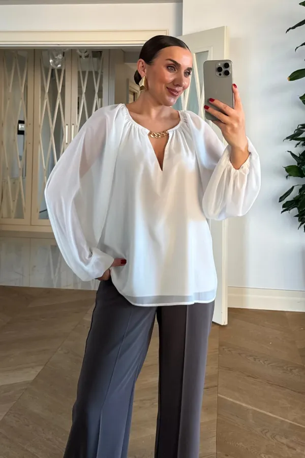 Bisiklet Yaka Uzun Kollu Bluz