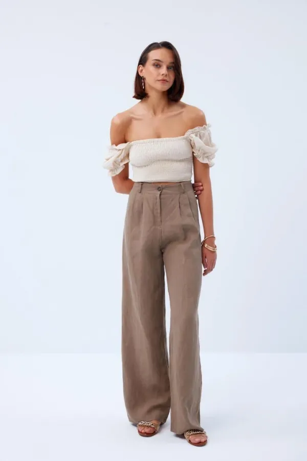 Balon Kol Gipeli Bej Bluz Tuba Butik