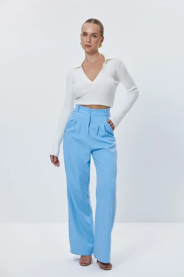 Women's High-Waisted Palazzo Pants with Darts