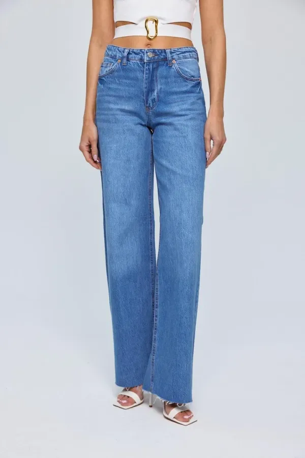 Yüksek Wideleg Kadın Kot Pantolon