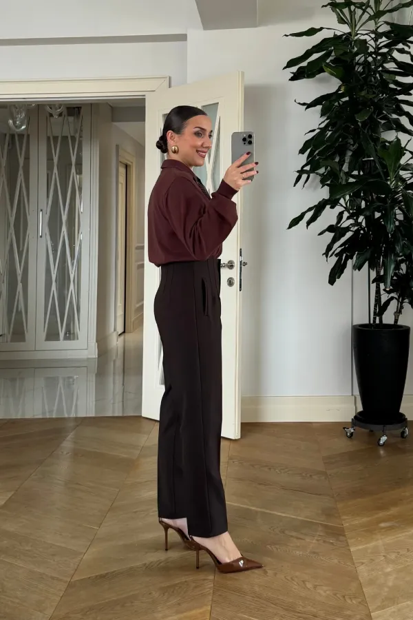 Yüksek Bel Pensli Kadın Pantolon