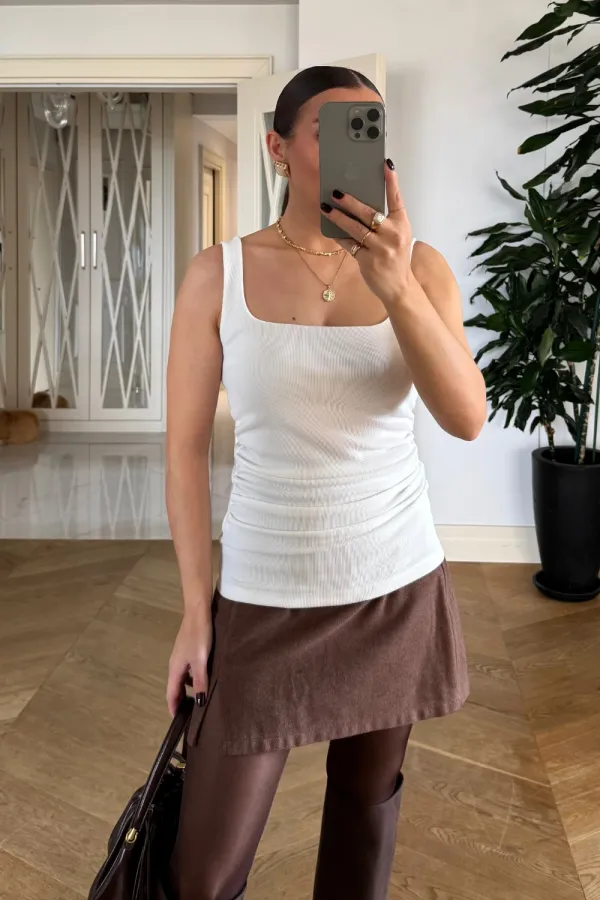 Askılı Büzgü Detaylı Kadın Atlet