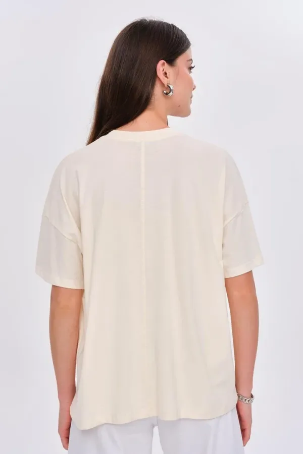 Bisiklet Yaka Love Baskılı Kadın Tişört