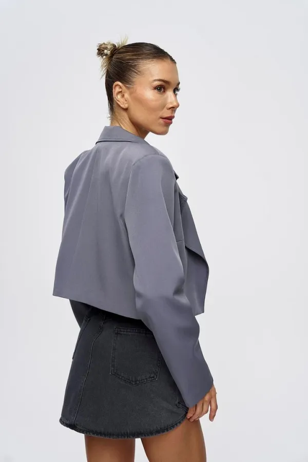 Women's Shoulder Padded Blazer Crop Jacket