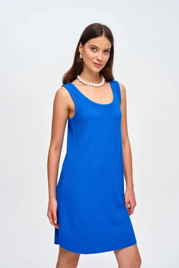 Askılı Fitilli Midi Elbise