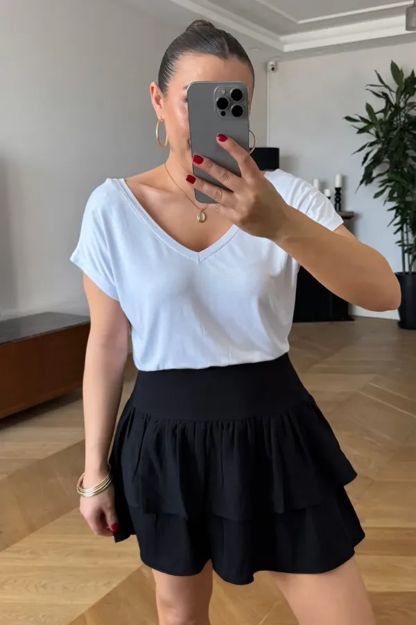 Volanlı Mini Şort Etek