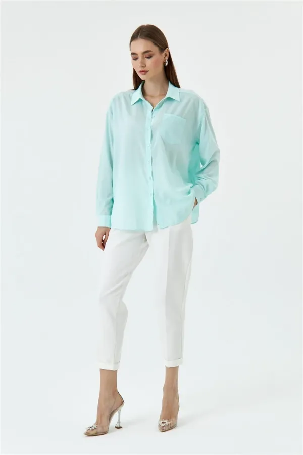 Oversize Uzun Kollu Kadın Gömlek