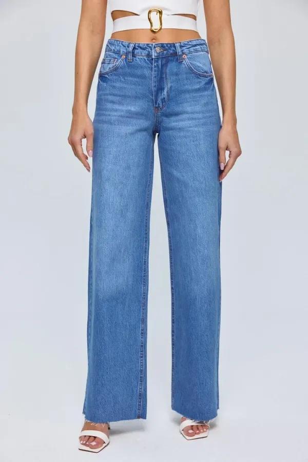 Yüksek Wideleg Kadın Kot Pantolon