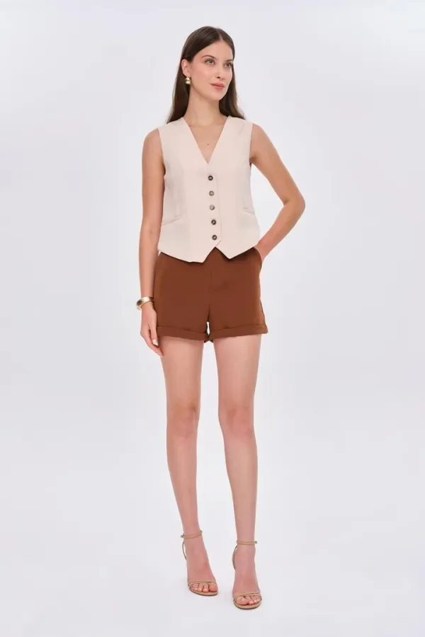 Yüksek Bel Bermuda Kadın Şort