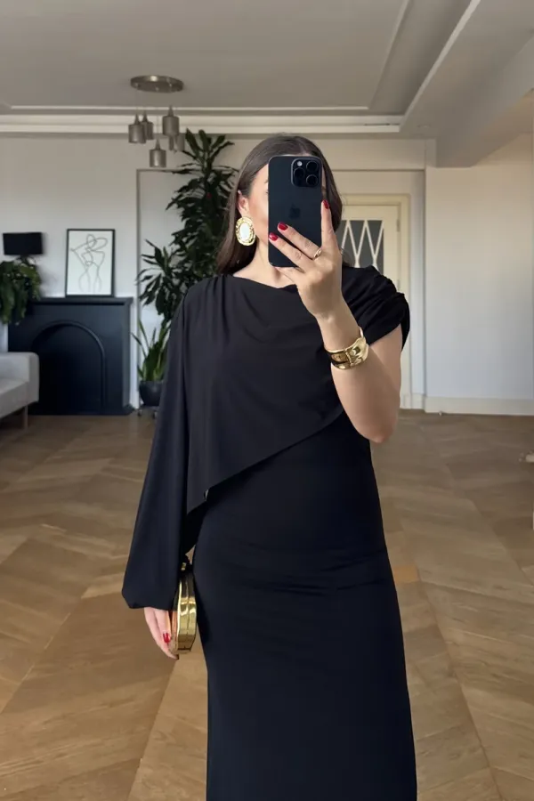 One-Sleeve Cutout Long Dress One-Sleeve Cutout Long Dress