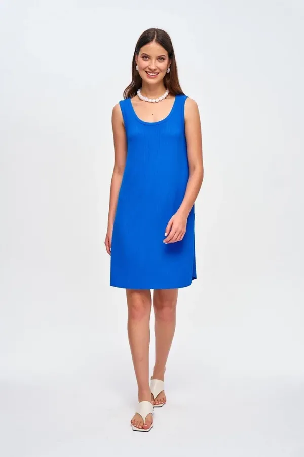 Askılı Fitilli Midi Elbise