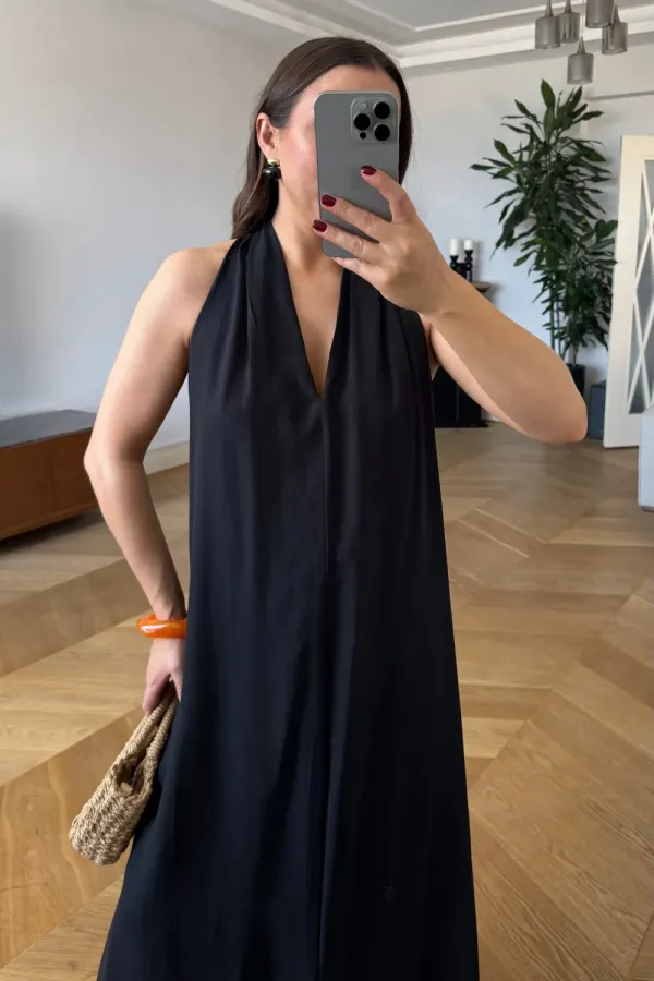 Sırt Dekolteli Uzun Elbise