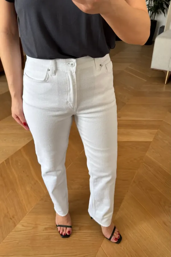 Kesik Paça Boyfit Kadın Denim Pantolon