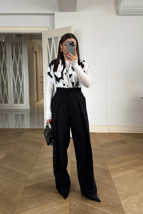 Pantalon bouffant plissé