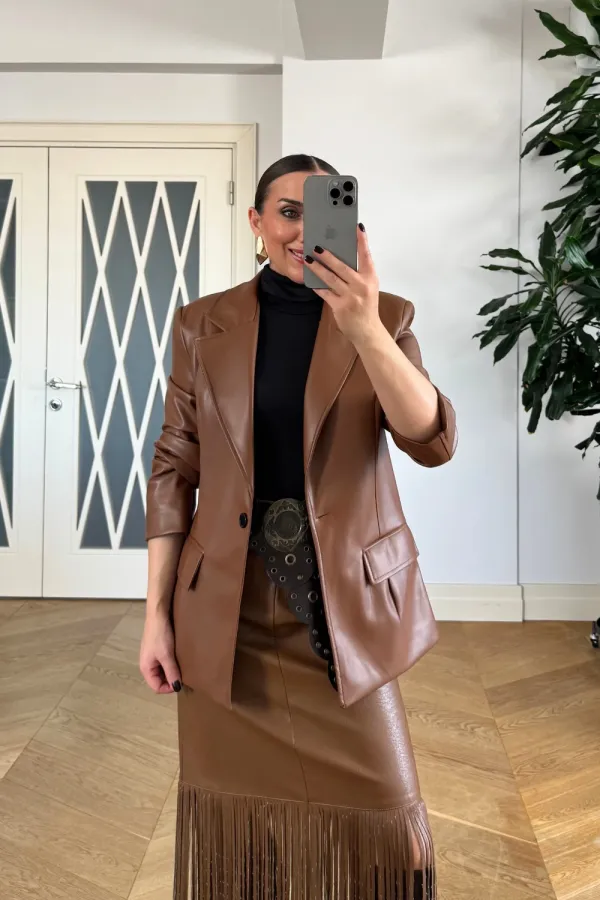 Faux Leather Blazer Women's Jacket Faux Leather Blazer Women's Jacket