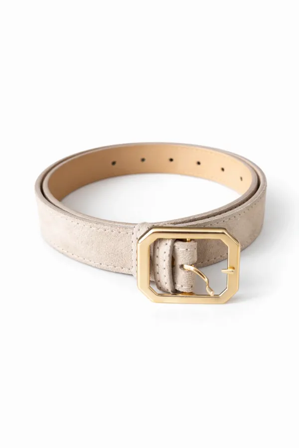 Ceinture femme en daim avec boucle dorée