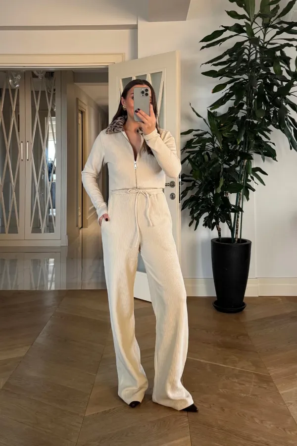 Beli Lastikli Fitilli Kadın Pantolon