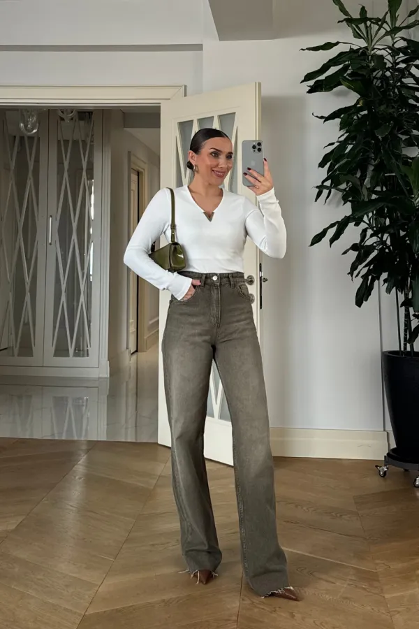 Yüksek Bel Straıght Denim Kadın Pantolon