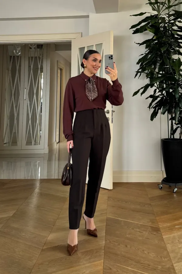 Yüksek Bel Pensli Kadın Pantolon