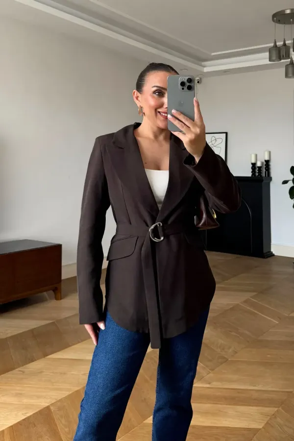 Kemerli Blazer Kadın Ceket