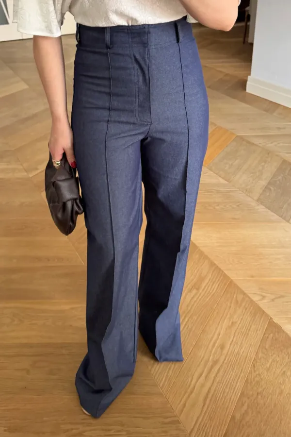 Straight Cut Ribbed Women's Trousers